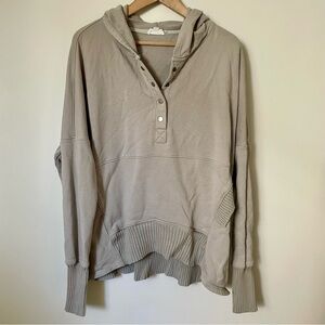 Bucketlist French Terry Oversized Bohemian Solid Hoodie Light Grey Size Medium